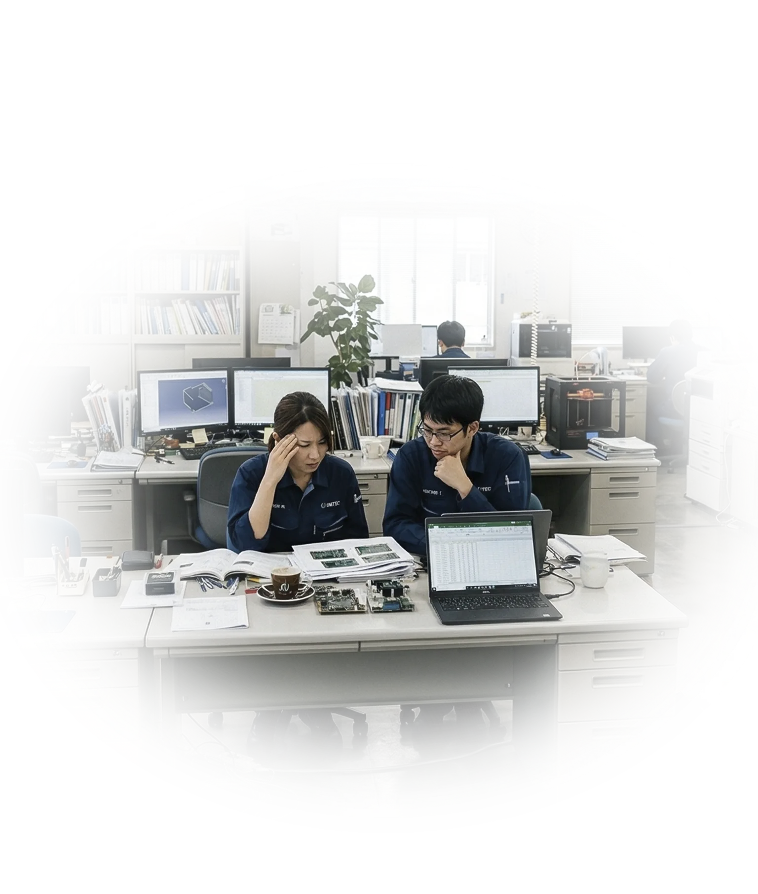 製造業の発注について打ち合わせをする担当者たち